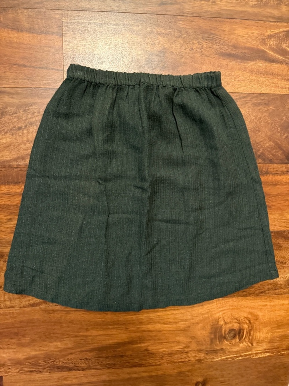 Eileen Fisher Vintage Dark Green Elastic-Waist Mini Skirt